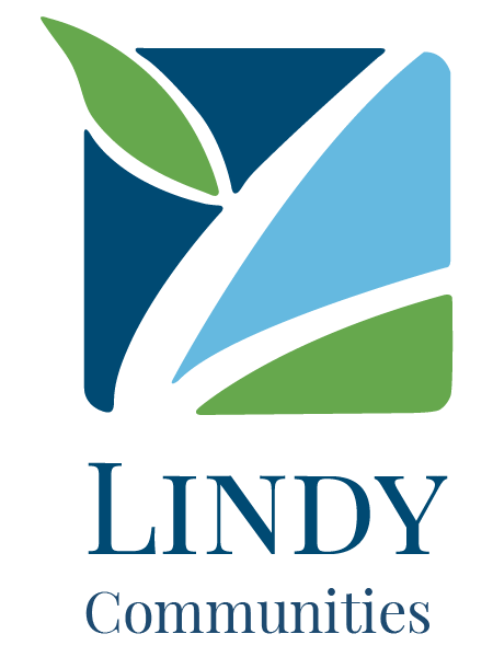 Lindy Communities navy, blue, and green logo